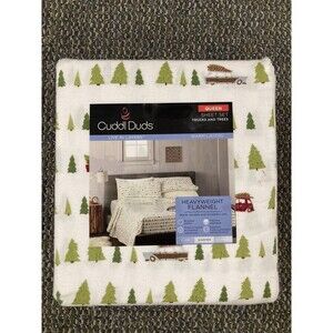 QUEEN Cuddl Duds 100% Cotton Heavyweight Flannel Sheet Set - Trucks And Trees